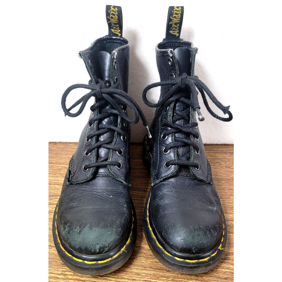 Dr Martens Womens 6 Black 8 Eye Leather Combat Boots Grunge Punk Rock Destroyed - Picture 7 of 16